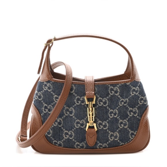 Gucci Handbags - BRAND NEW GUCCI Denim GG Monogram Calfskin mini Jackie 1961 Hobo